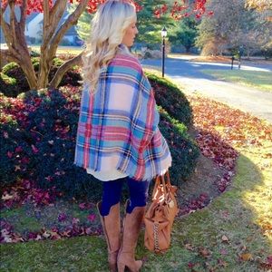 Fall plaid blanket scarf